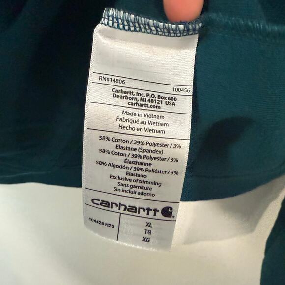 Carhartt Men's Relaxed Fit Heavyweight Long-Sleeve 1/2 Zip Thermal Shirt Teal XL - Picture 5 of 8